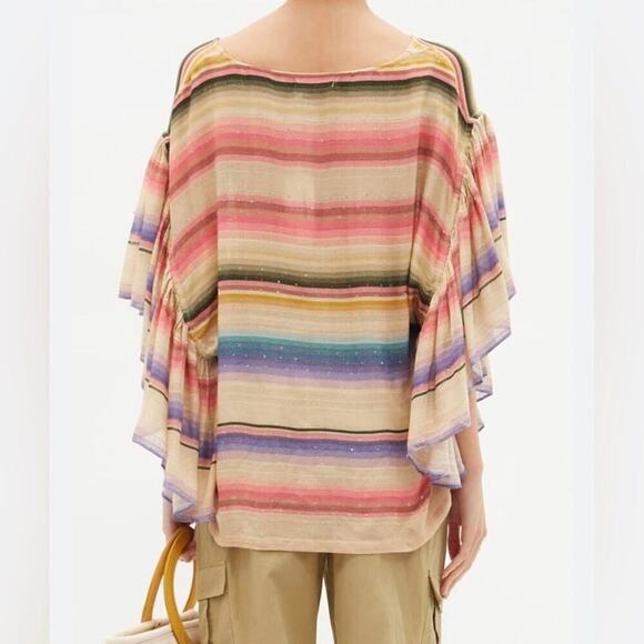 DES DEMOISELLES CABO STRIPED GAUZE TOP SIZE 2 - Picture 2 of 8